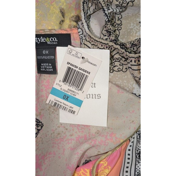 Style & Co Blouse 0X 12 Women's Multicolor Paisley Tie Neck Button Down Bohemian - Picture 6 of 8